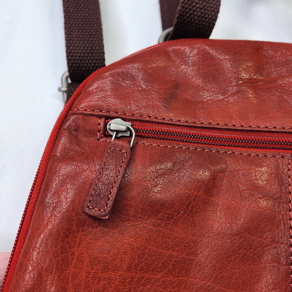 Jack Georges American Brand Leather Backpack Voyager Style Red Backpack Purse - Picture 3 of 12